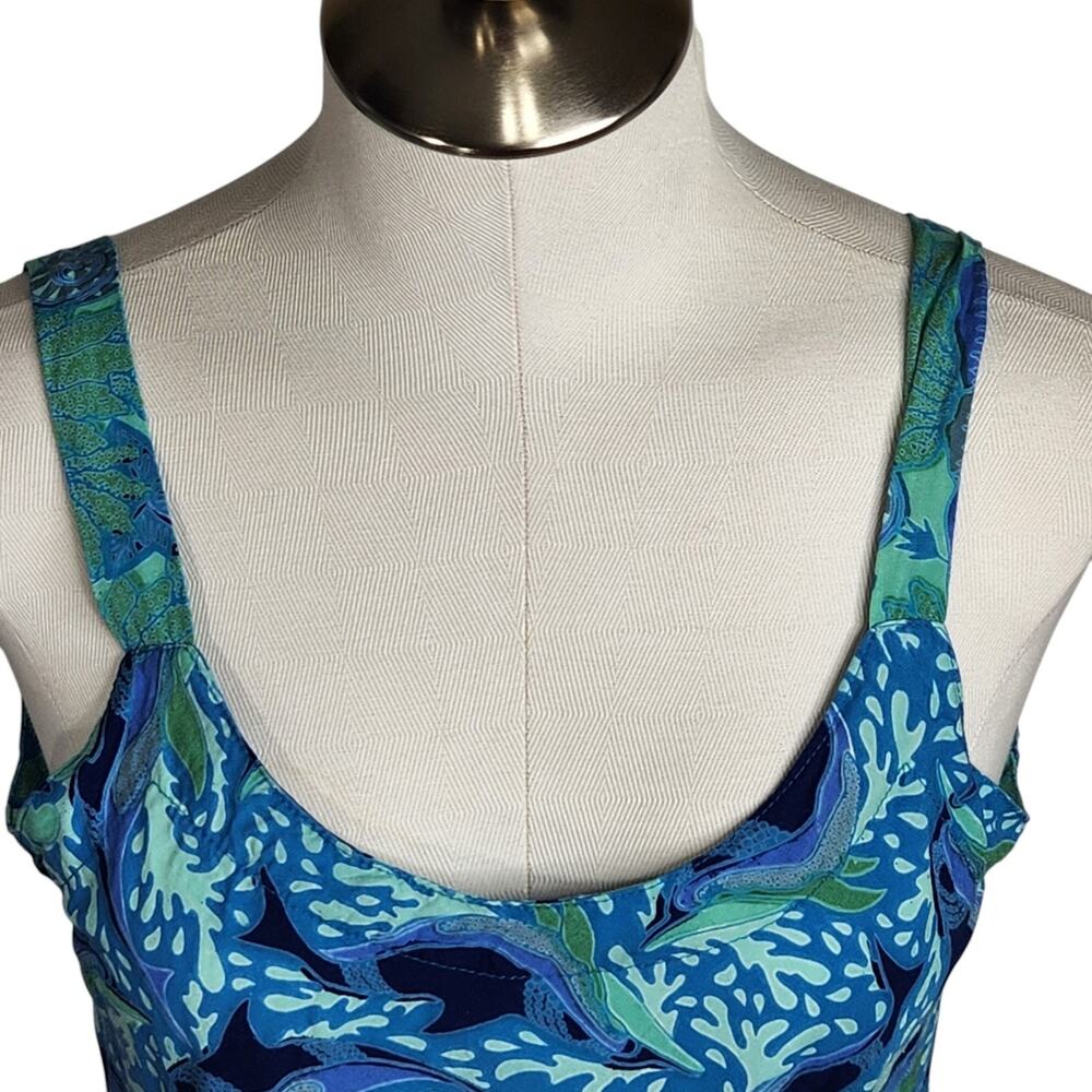 Rainbow Jo Hawaiian Short Sun Dress Womens Medium Dolphin Print Beachy Vacation - Picture 2 of 11